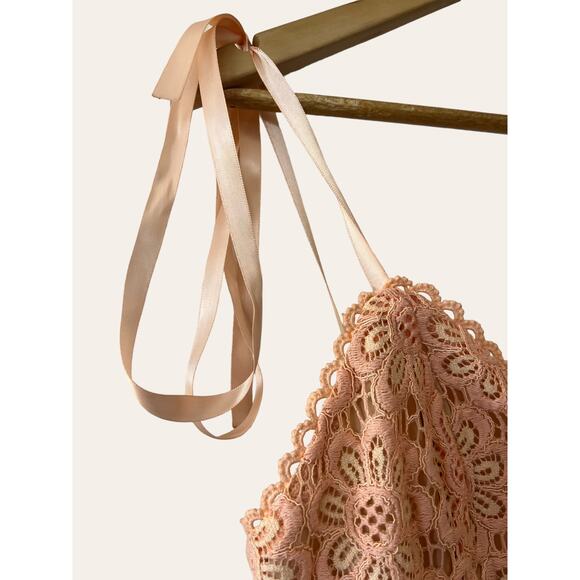 Majorelle Revolve Ellington Peach Lace Tie Strap Coquette Midi Dress Size M - Picture 6 of 12